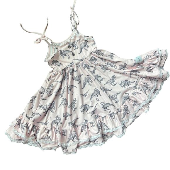 Jane + Jo Other - Jane + Jo Dress 3T Pink Prehistoric Super Soft Tie Shoulders Ruffle Hem READ